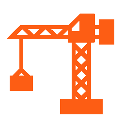 Construction crane icon symbolizing commercial and structural site work – Outta Bounds Excavation.