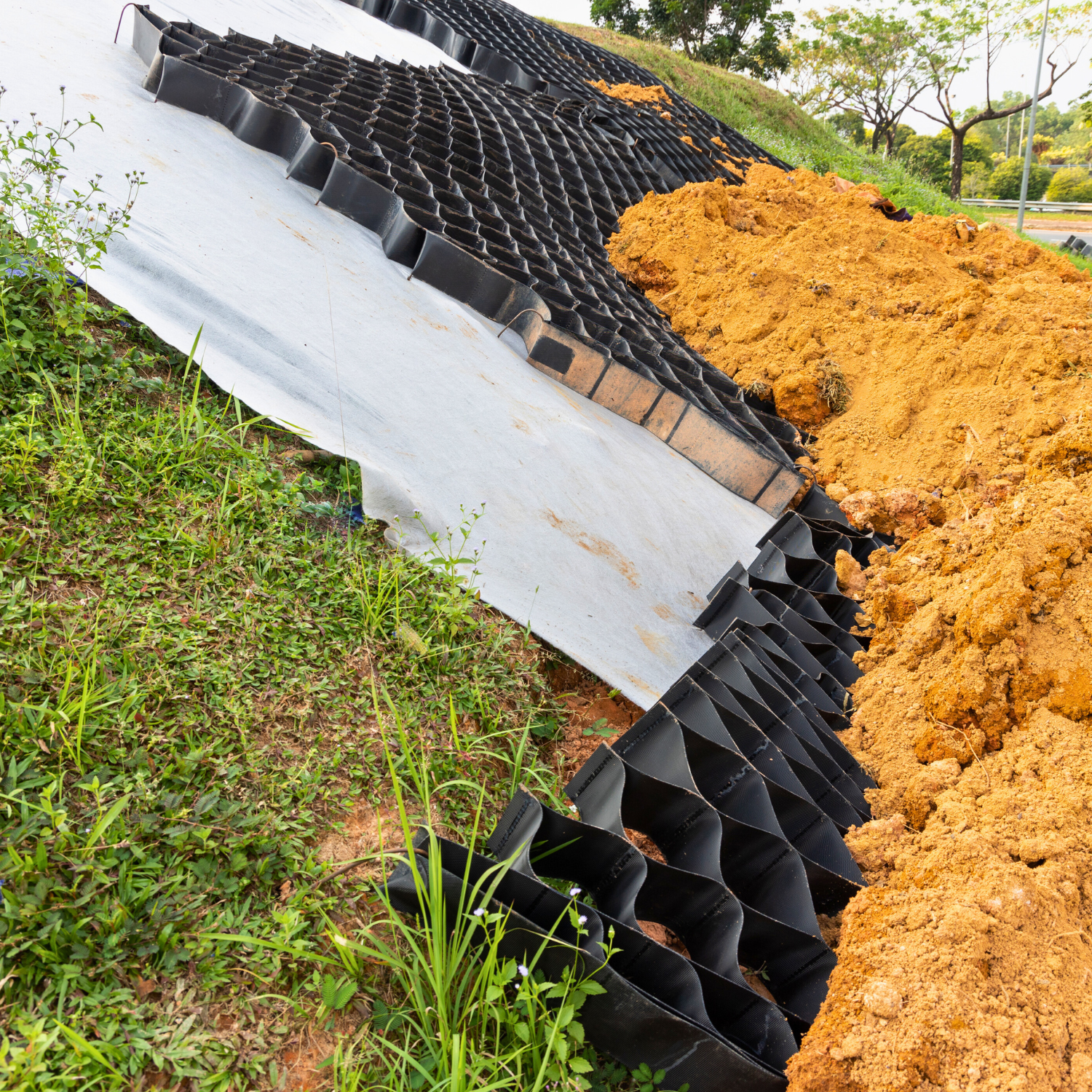 mesh grid used for erosion control and specialty excavation services in Northeast Texas